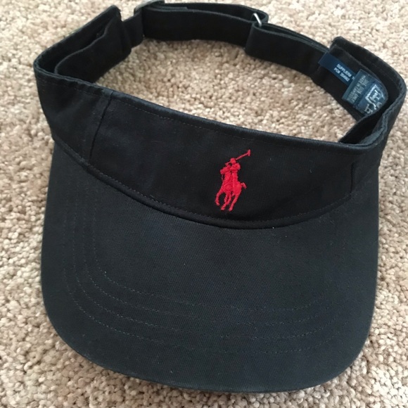 Polo Ralph Lauren Other - POLO black visor retro vintage black red pony